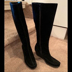 Aerosoles - black suede wedge boot - 3 inch heel